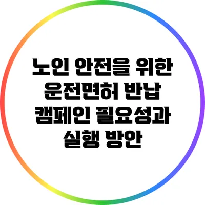 노인 안전을 위한 운전면허 반납 캠페인: 필요성과 실행 방안