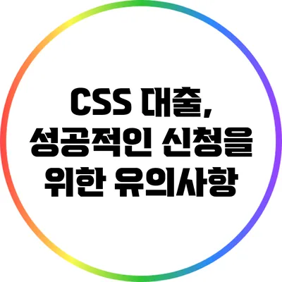 CSS 대출, 성공적인 신청을 위한 유의사항