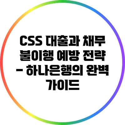 CSS 대출과 채무 불이행 예방 전략 – 하나은행의 완벽 가이드