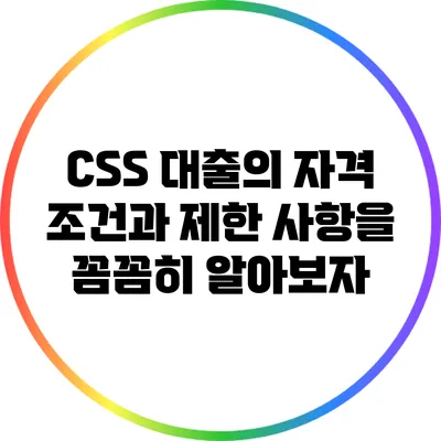 CSS 대출의 자격 조건과 제한 사항을 꼼꼼히 알아보자