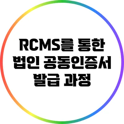 RCMS를 통한 법인 공동인증서 발급 과정