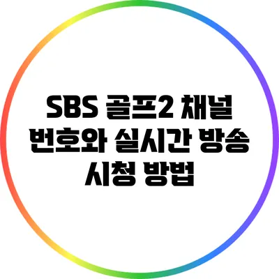 SBS 골프2 채널 번호와 실시간 방송 시청 방법
