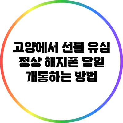 고양에서 선불 유심 정상 해지폰 당일 개통하는 방법