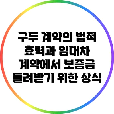 구두 계약의 법적 효력과 임대차 계약에서 보증금 돌려받기 위한 상식