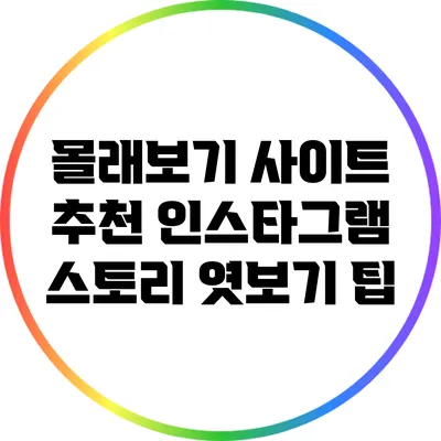 몰래보기 사이트 추천: 인스타그램 스토리 엿보기 팁