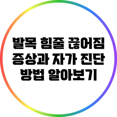 발목 힘줄 끊어짐 증상과 자가 진단 방법 알아보기