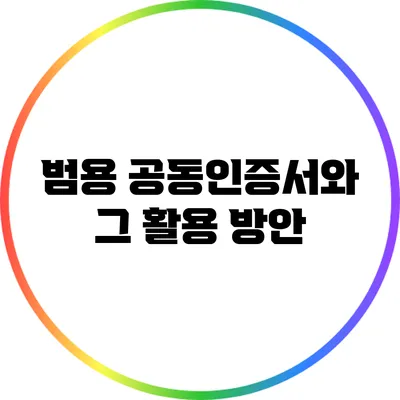 범용 공동인증서와 그 활용 방안