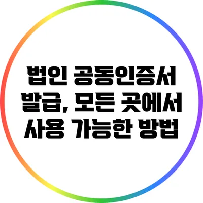 법인 공동인증서 발급, 모든 곳에서 사용 가능한 방법