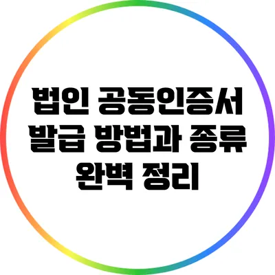법인 공동인증서 발급 방법과 종류 완벽 정리
