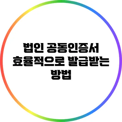 법인 공동인증서 효율적으로 발급받는 방법