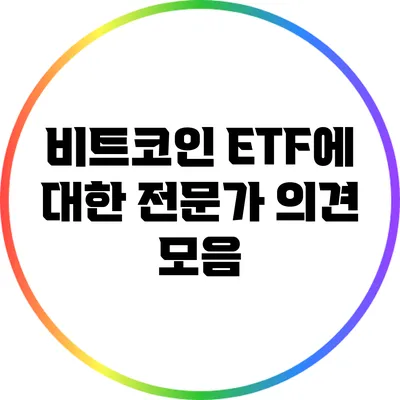 비트코인 ETF에 대한 전문가 의견 모음