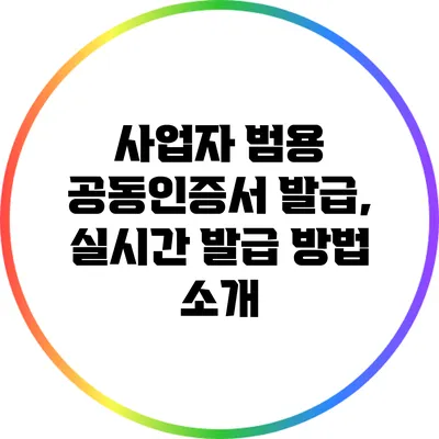 사업자 범용 공동인증서 발급, 실시간 발급 방법 소개