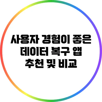 사용자 경험이 좋은 데이터 복구 앱 추천 및 비교