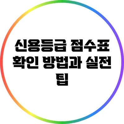 신용등급 점수표 확인 방법과 실전 팁