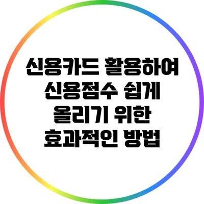신용카드 활용하여 신용점수 쉽게 올리기 위한 효과적인 방법