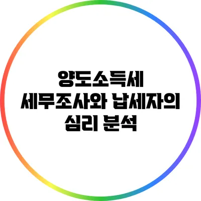 양도소득세 세무조사와 납세자의 심리 분석