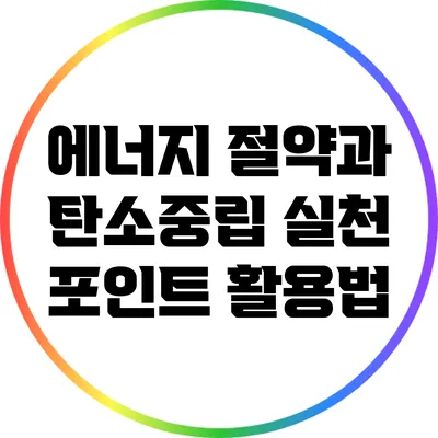 에너지 절약과 탄소중립 실천 포인트 활용법
