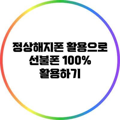 정상해지폰 활용으로 선불폰 100% 활용하기