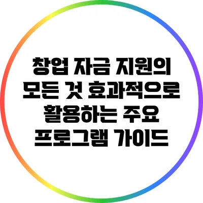 창업 자금 지원의 모든 것: 효과적으로 활용하는 주요 프로그램 가이드
