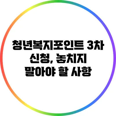 청년복지포인트 3차 신청, 놓치지 말아야 할 사항