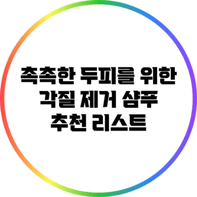 촉촉한 두피를 위한 각질 제거 샴푸 추천 리스트