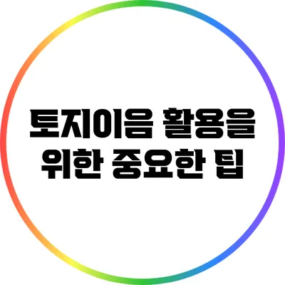 토지이음 활용을 위한 중요한 팁