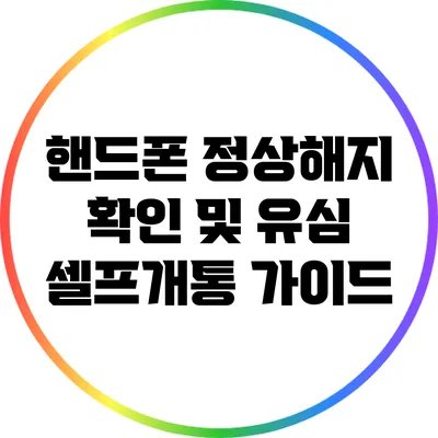 핸드폰 정상해지 확인 및 유심 셀프개통 가이드