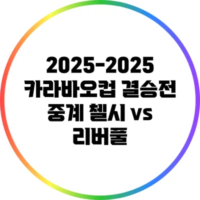 2025-2025 카라바오컵 결승전 중계 첼시 vs 리버풀