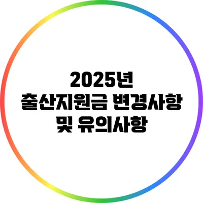 2025년 출산지원금 변경사항 및 유의사항