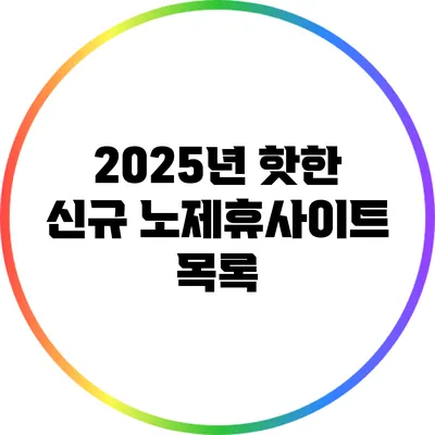 2025년 핫한 신규 노제휴사이트 목록