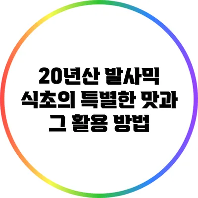 20년산 발사믹 식초의 특별한 맛과 그 활용 방법