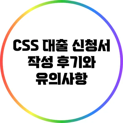 CSS 대출 신청서 작성 후기와 유의사항