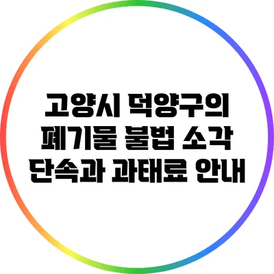 고양시 덕양구의 폐기물 불법 소각 단속과 과태료 안내