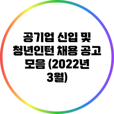 공기업 신입 및 청년인턴 채용 공고 모음 (2022년 3월)