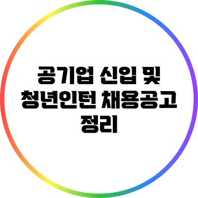 공기업 신입 및 청년인턴 채용공고 정리
