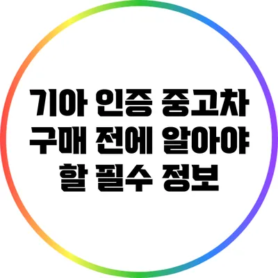 기아 인증 중고차 구매 전에 알아야 할 필수 정보