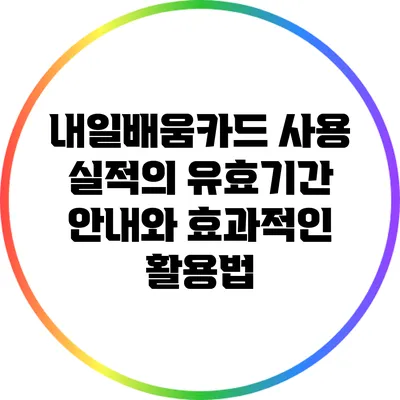 내일배움카드 사용 실적의 유효기간 안내와 효과적인 활용법