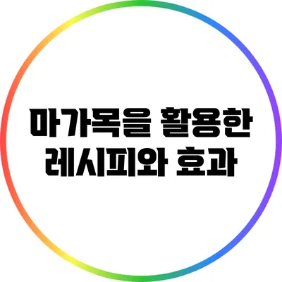 마가목을 활용한 레시피와 효과