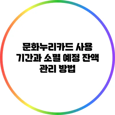 문화누리카드 사용 기간과 소멸 예정 잔액 관리 방법