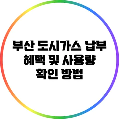 부산 도시가스 납부 혜택 및 사용량 확인 방법