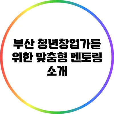 부산 청년창업가를 위한 맞춤형 멘토링 소개