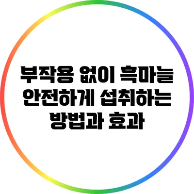 부작용 없이 흑마늘 안전하게 섭취하는 방법과 효과