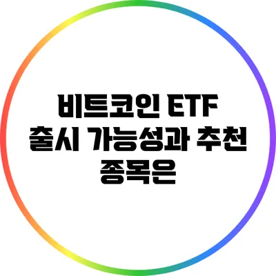 비트코인 ETF 출시 가능성과 추천 종목은?