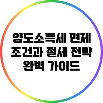 양도소득세 면제 조건과 절세 전략 완벽 가이드