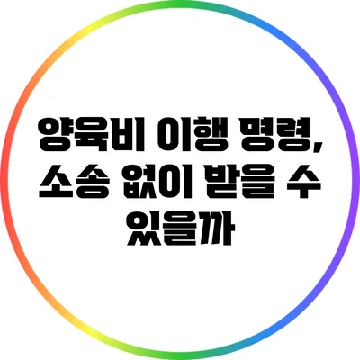양육비 이행 명령, 소송 없이 받을 수 있을까?
