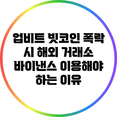 업비트 빗코인 폭락 시 해외 거래소 바이낸스 이용해야 하는 이유
