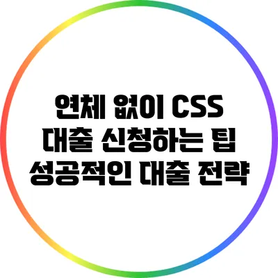 연체 없이 CSS 대출 신청하는 팁: 성공적인 대출 전략
