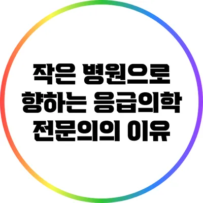 작은 병원으로 향하는 응급의학 전문의의 이유