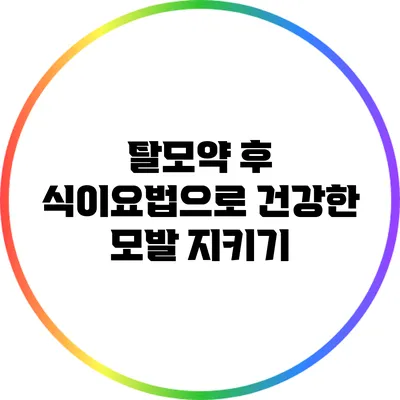 탈모약 후 식이요법으로 건강한 모발 지키기