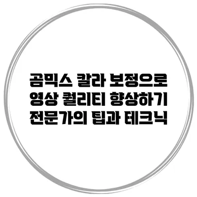 곰믹스 칼라 보정으로 영상 퀄리티 향상하기: 전문가의 팁과 테크닉